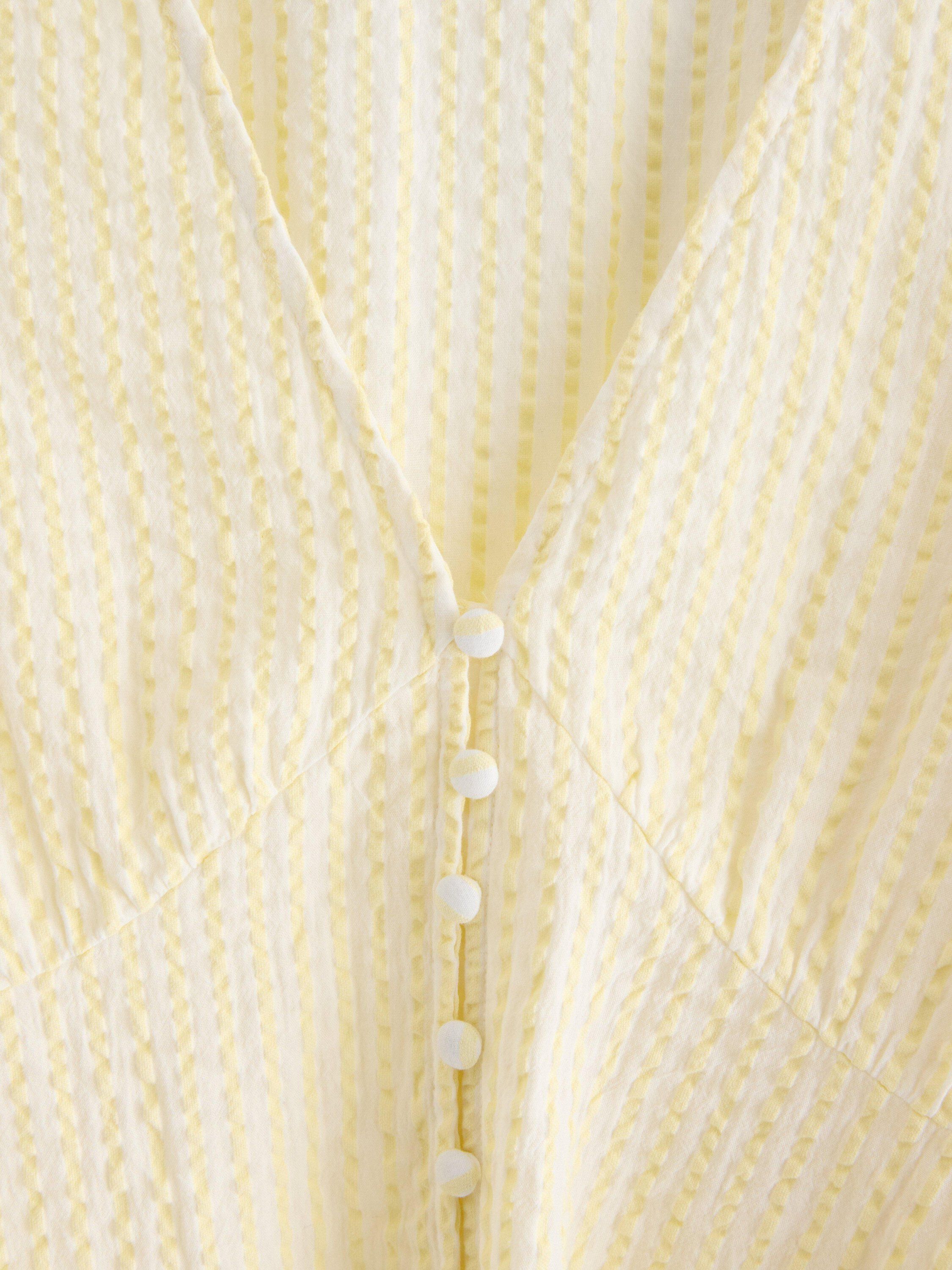 Vevd bluse i bomull med lange ermer