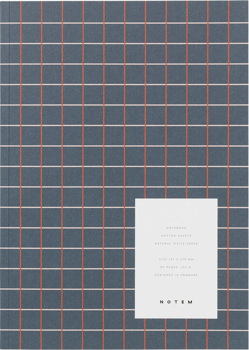 Medium notesbog, blå med tern