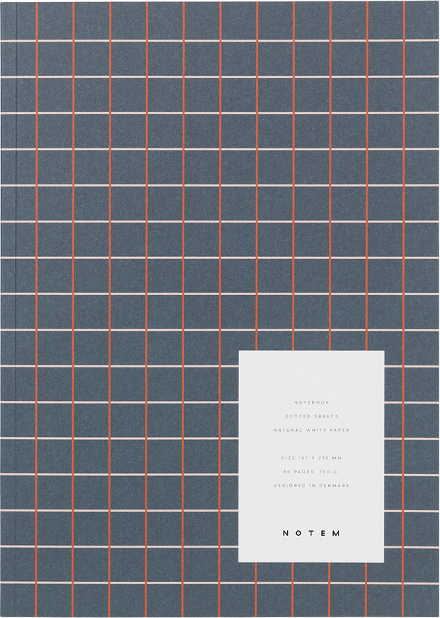 Medium notesbog, blå med tern