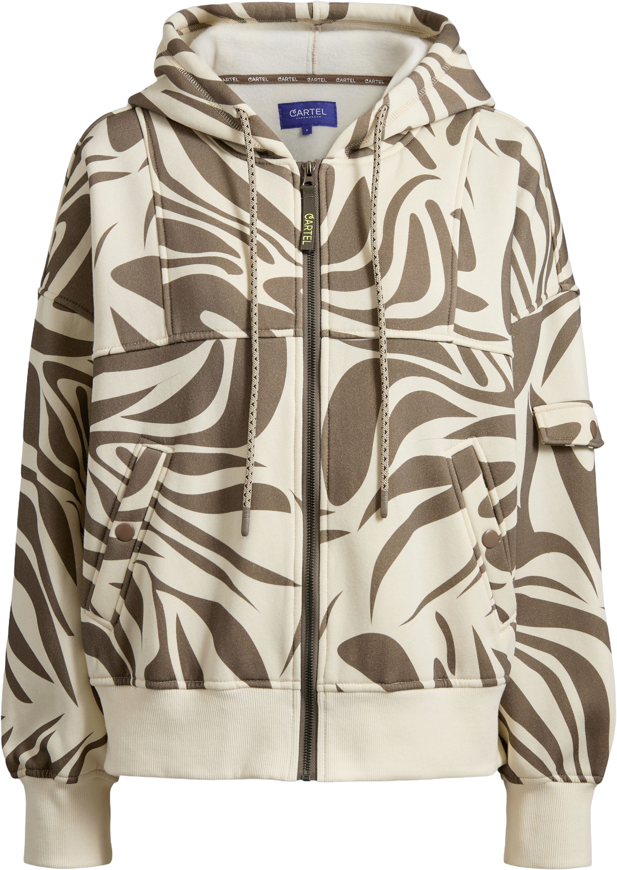 Roam sweatshirt jakke med h&aelig;tte - Zebra print Hazel