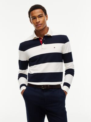 Rugby Stripe Long Sleeve Polo Shirt