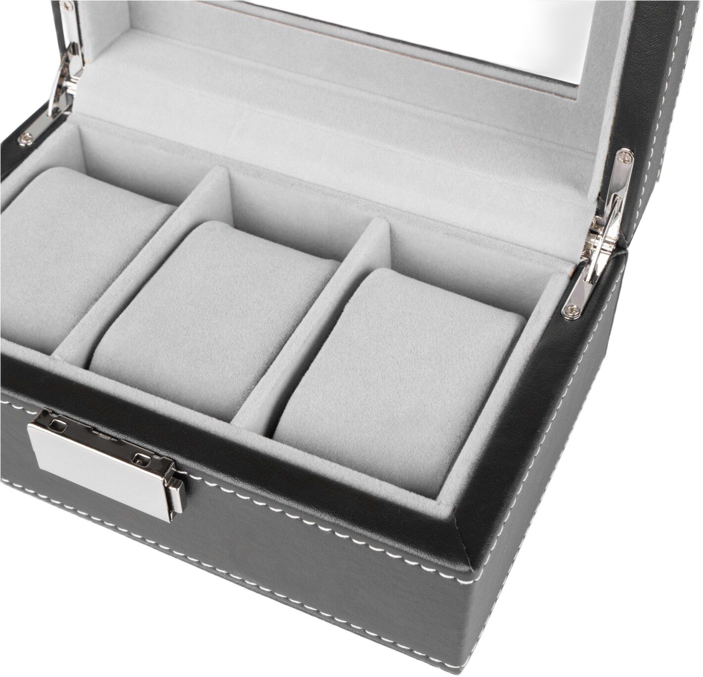 Watch Box 3 Watches Black Synthetic