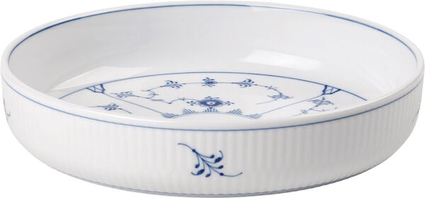 Musselmalet Riflet Rundt Ovnfast Fad, 18,5 cm