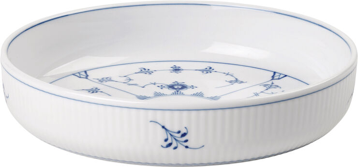 Musselmalet Riflet Rundt Ovnfast Fad, 18,5 cm