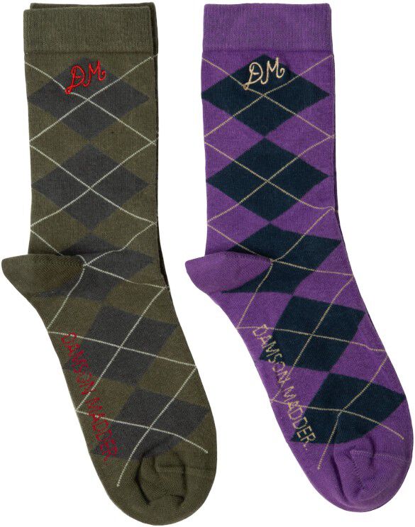 2 PACK SOCK - OLIVE & PURPLE ARGYLE