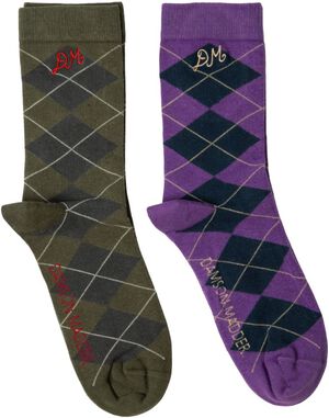 2 PACK SOCK - OLIVE & PURPLE ARGYLE