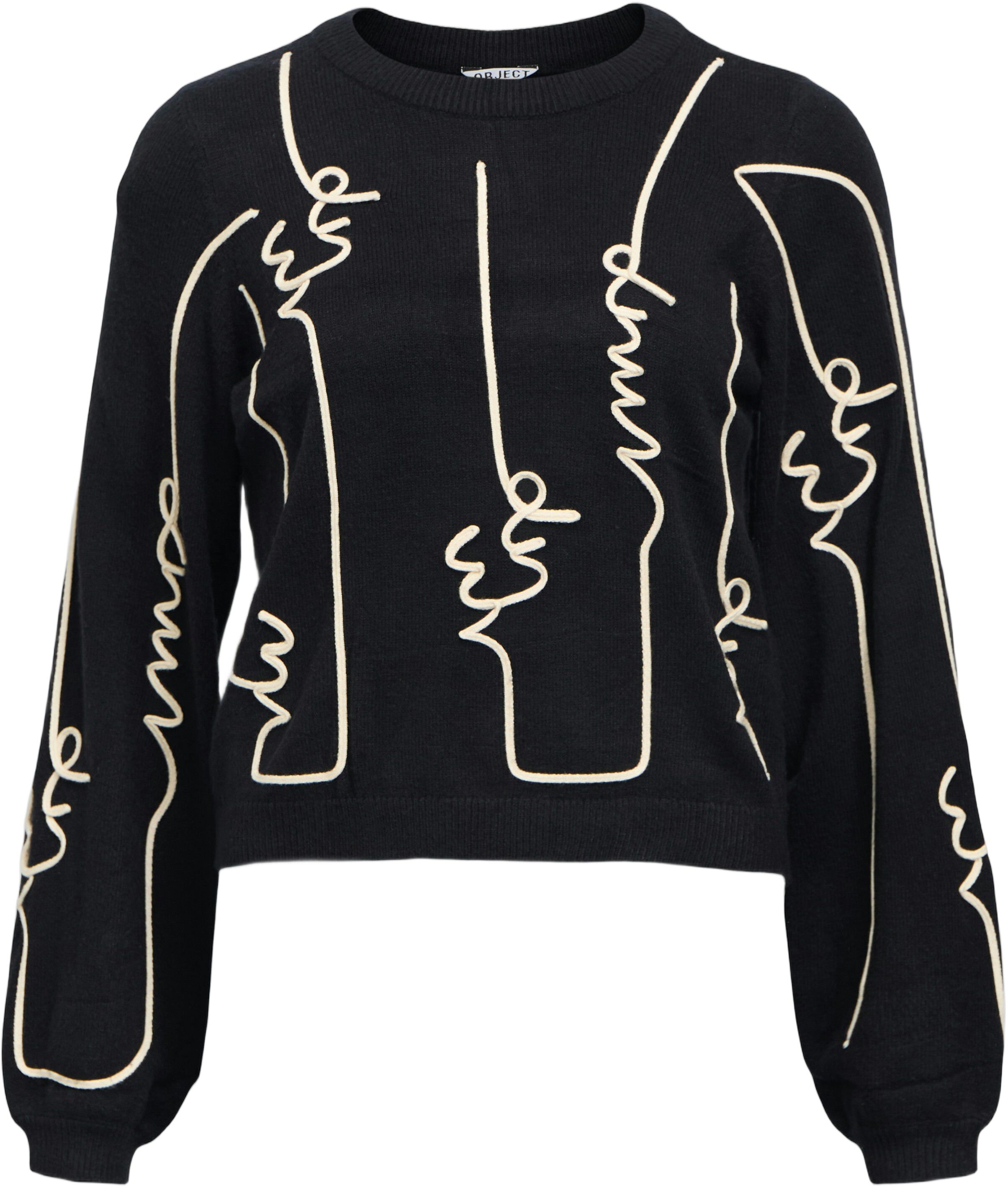 OBJTHESS VERI LS KNIT EMB PULLOVER