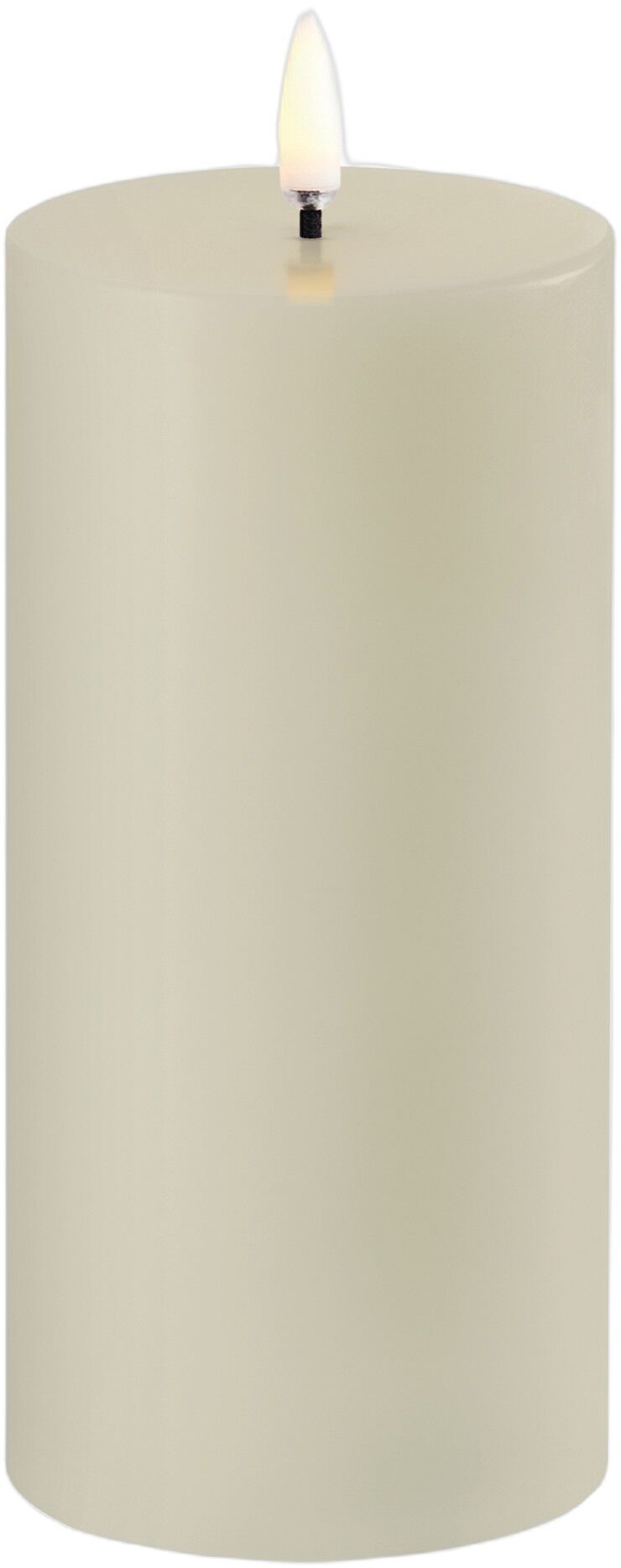 LED pillar candle, Oyster Grey, Smooth, 7,8x15 cm