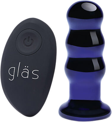 GLAS - RECHARGEABLE REMOTE CONTROLLED VIBRATING BEADED BUTTP