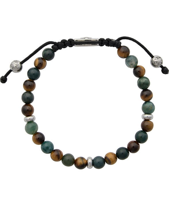 Men's Beaded Bracelet with Aquatic Agate, Brown Tiger Eye an