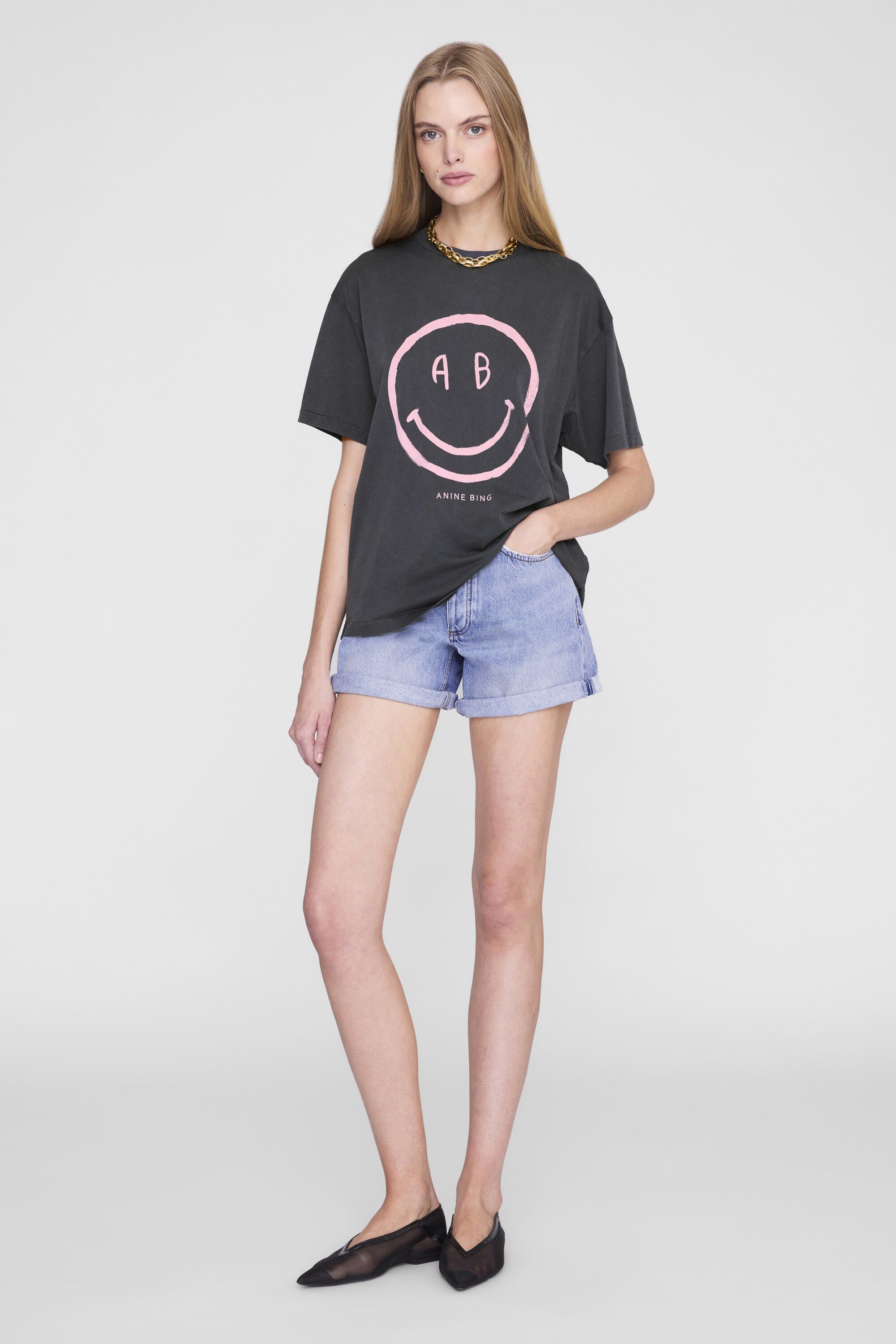 CADE TEE SMILEY - WASHED GREY