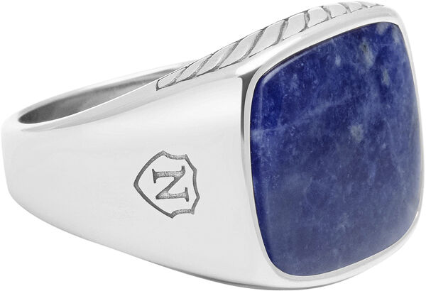 Gentlemen's Silver Signet Ring with Blue Dumortierite