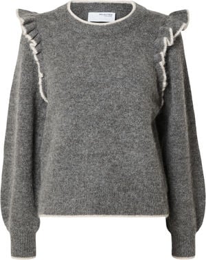 SLFALVA FRILLS LS ALPACA BLEND KNIT O-NECK