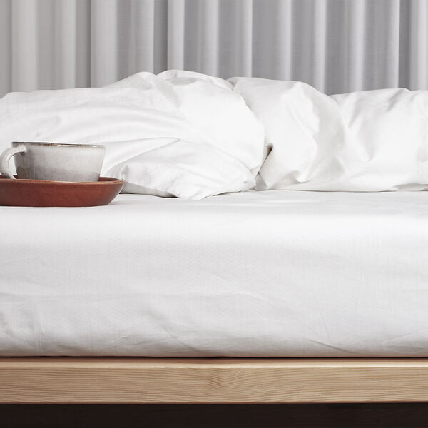 Økologisk boxlagen, percale - GOTS, hvid