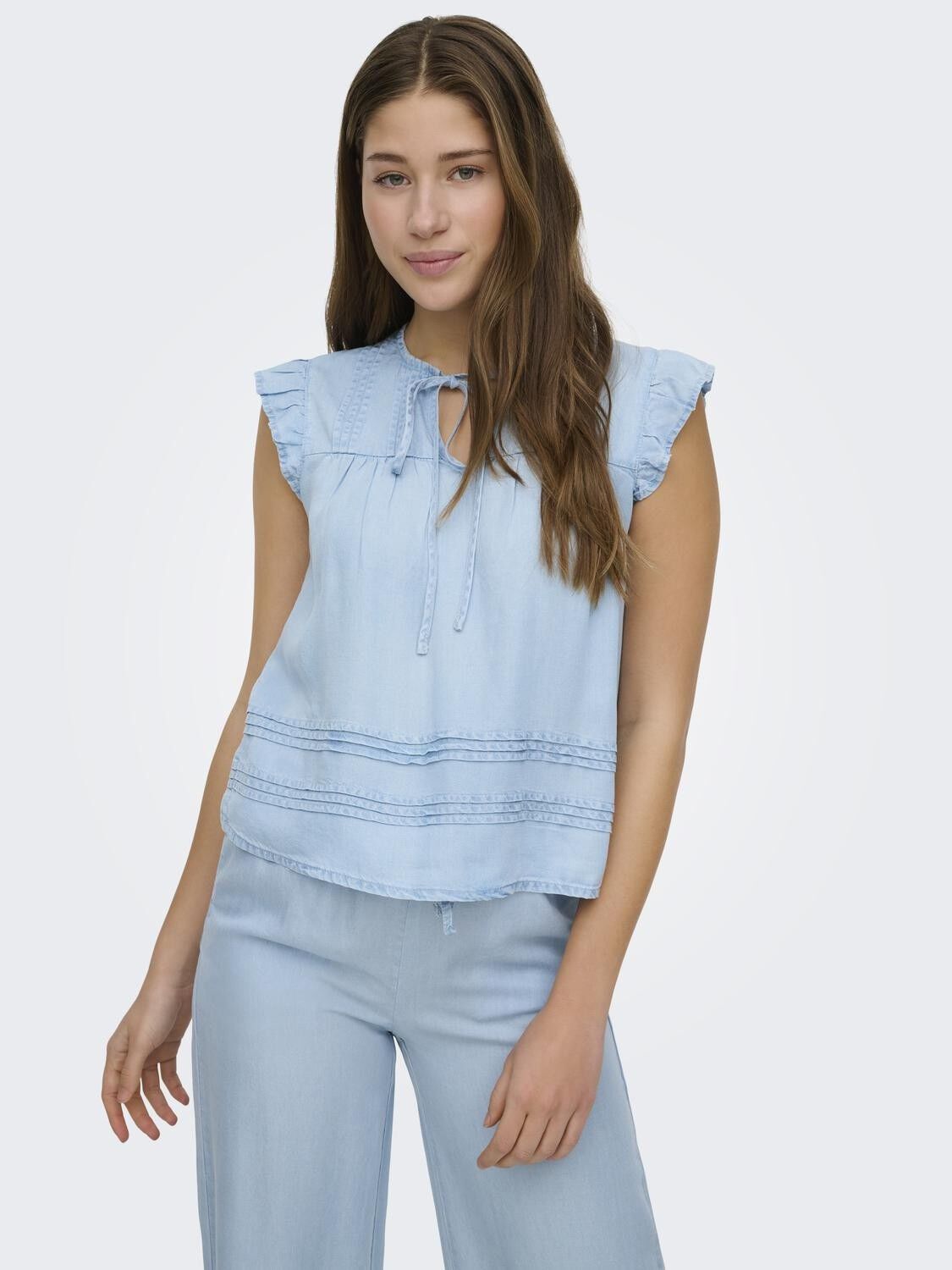 ONLCHARIS LIFE SL TIE NECK TOP WVN