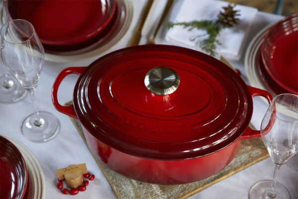 Oval støbejernsgryde 6,3L Cerise