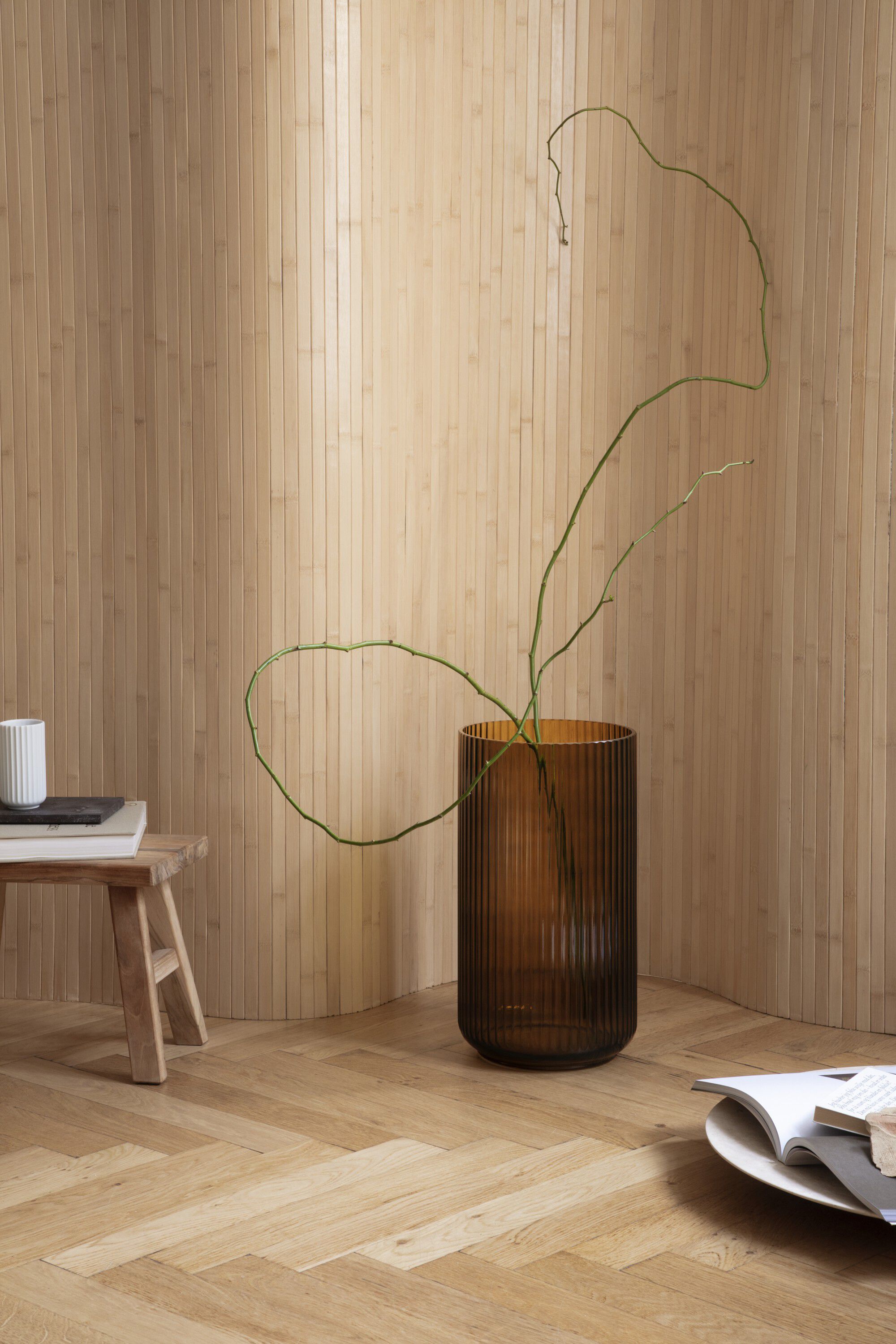 Lyngby Vase H38 cm olivengr&oslash;n mundbl&aelig;st glas