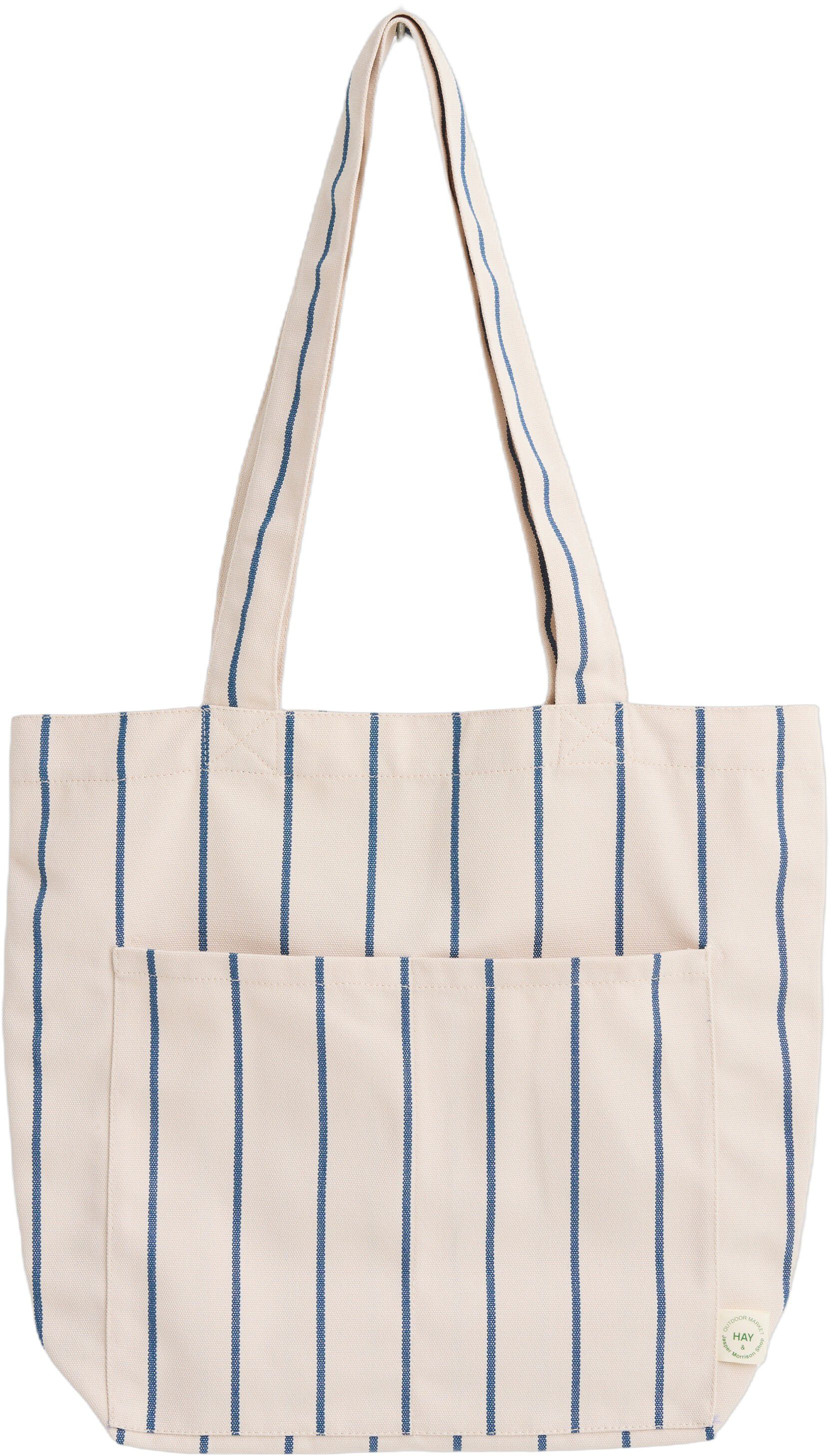 Outdoor Market Tote Bag - Medium - Beige with red stripe
