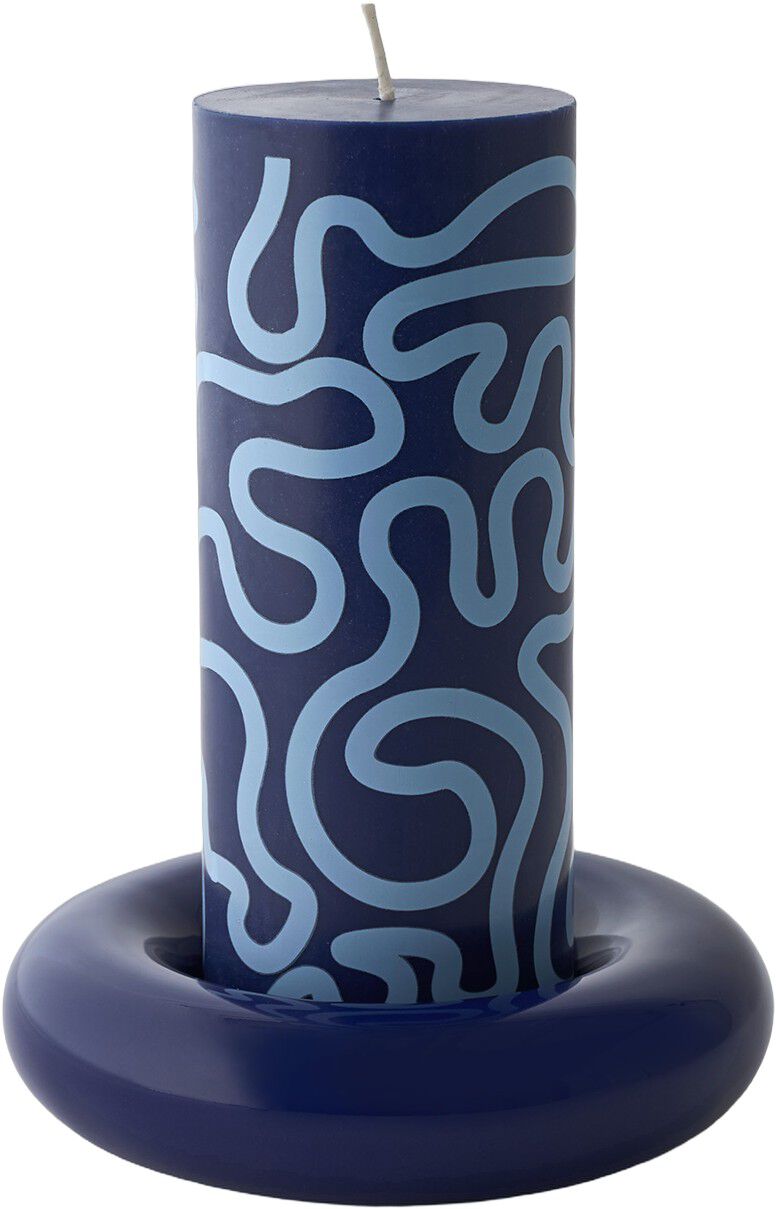 BOB CANDLE HOLDER, LARGE, DARK BLUE