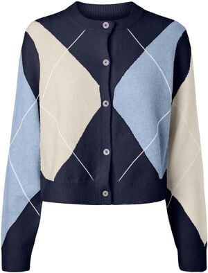 PCSALLY LS KNIT CHECK CARDIGAN BC