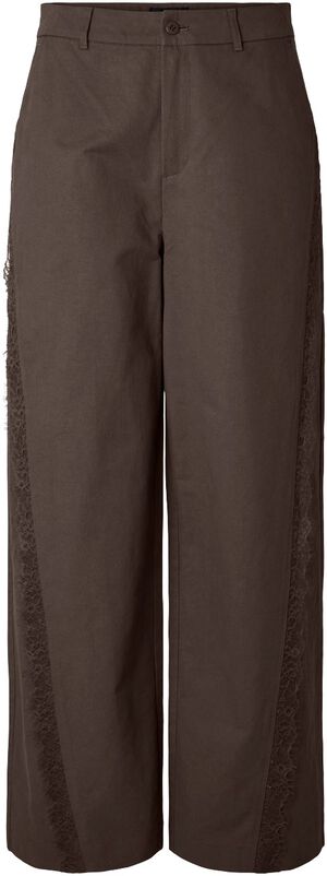 PCTEA HW LACE DETAIL WIDE PANT WVN