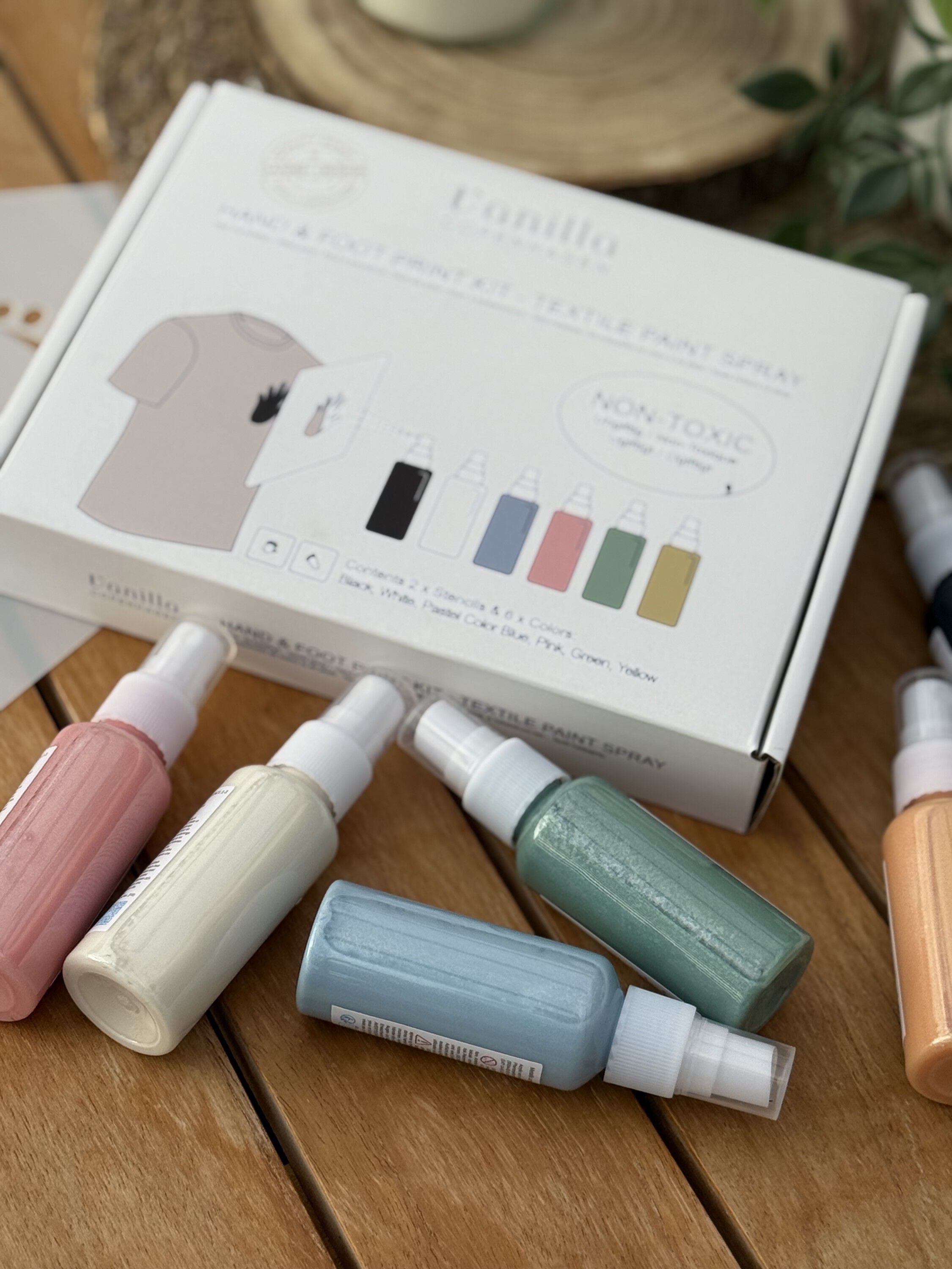 H&aring;nd og fodaftryk - Tekstil spray