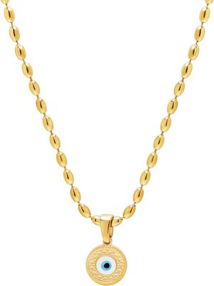 Gold Evil Eye Beaded Chain Necklace