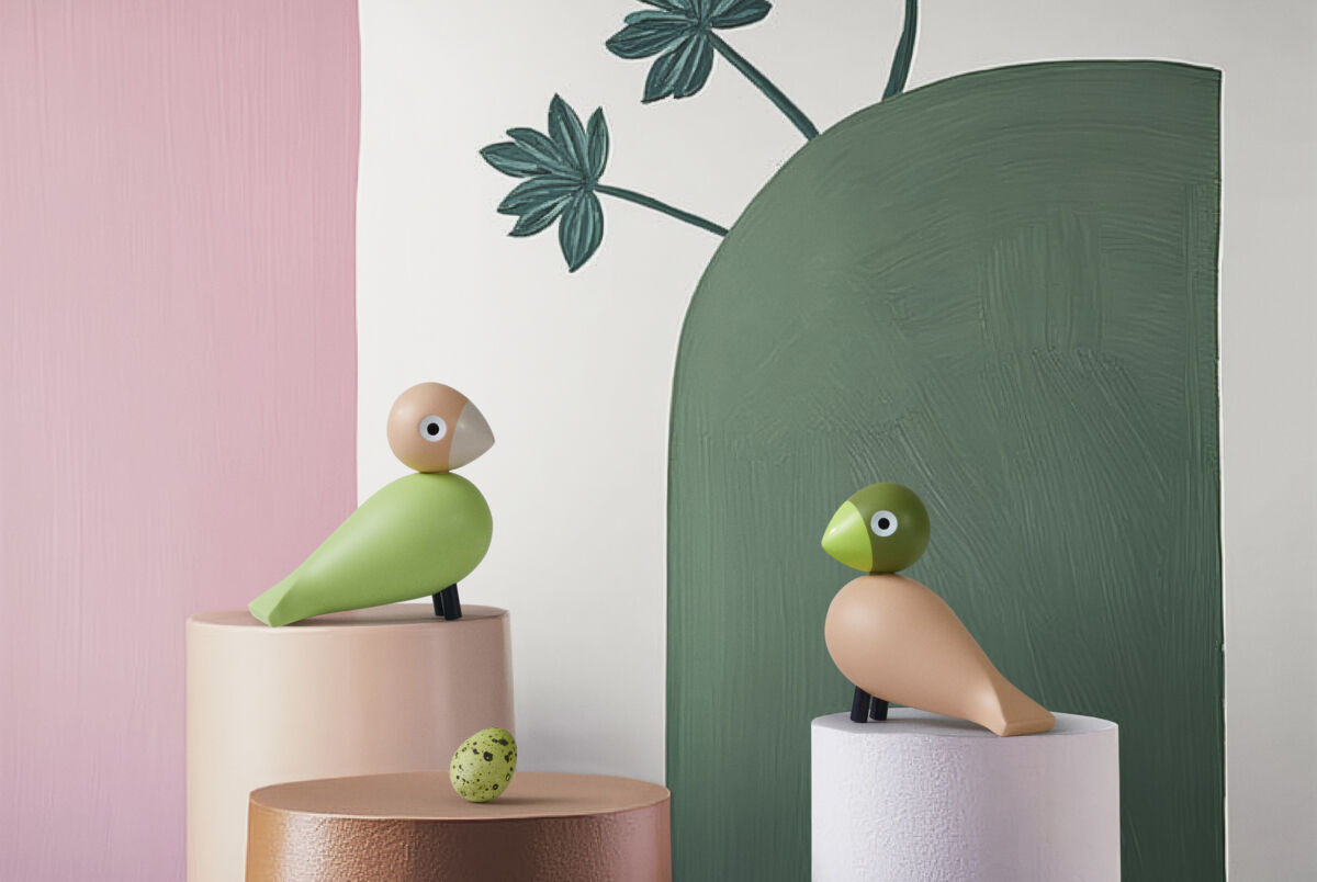 Turtelduer H9 cm lys gr&oslash;n/rosa 1 par