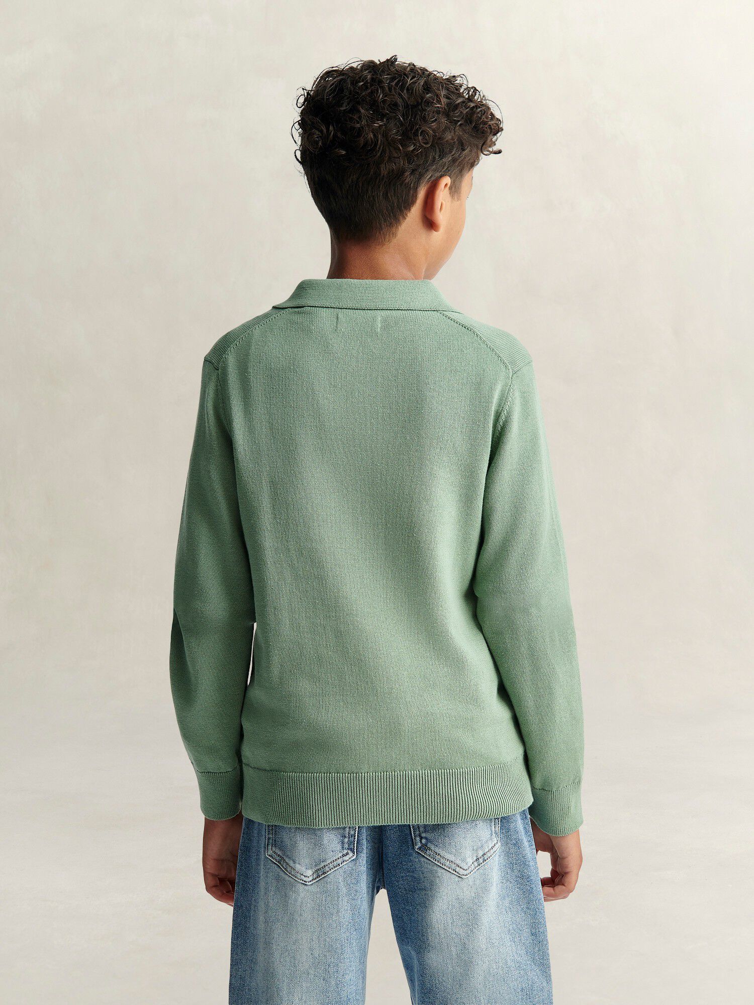 Shield Knitted V Neck Ls Polo
