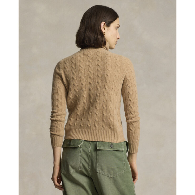 Wool-Cashmere Cable Turtleneck Sweater