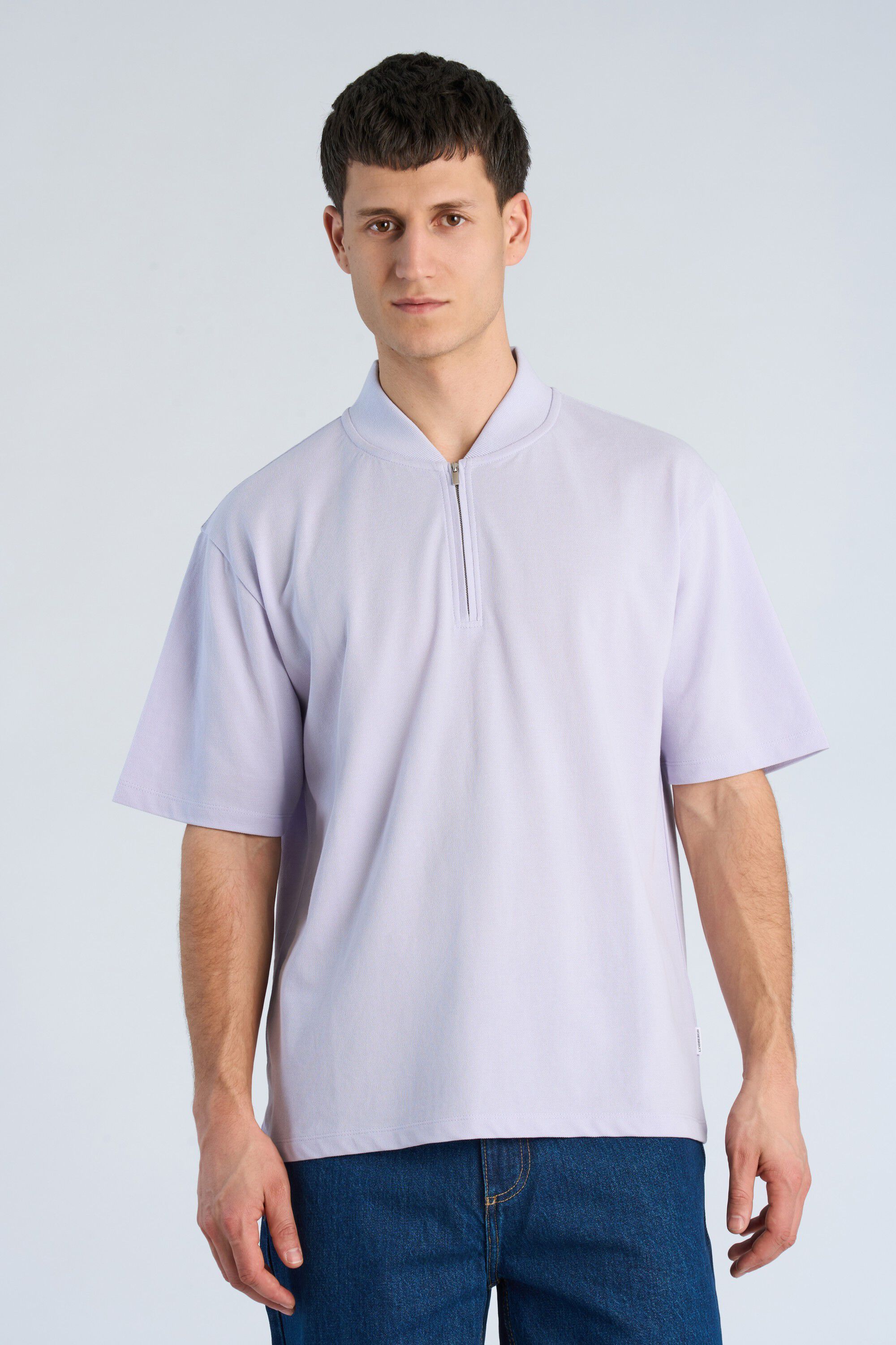 Pique S/S shirt bomber collar