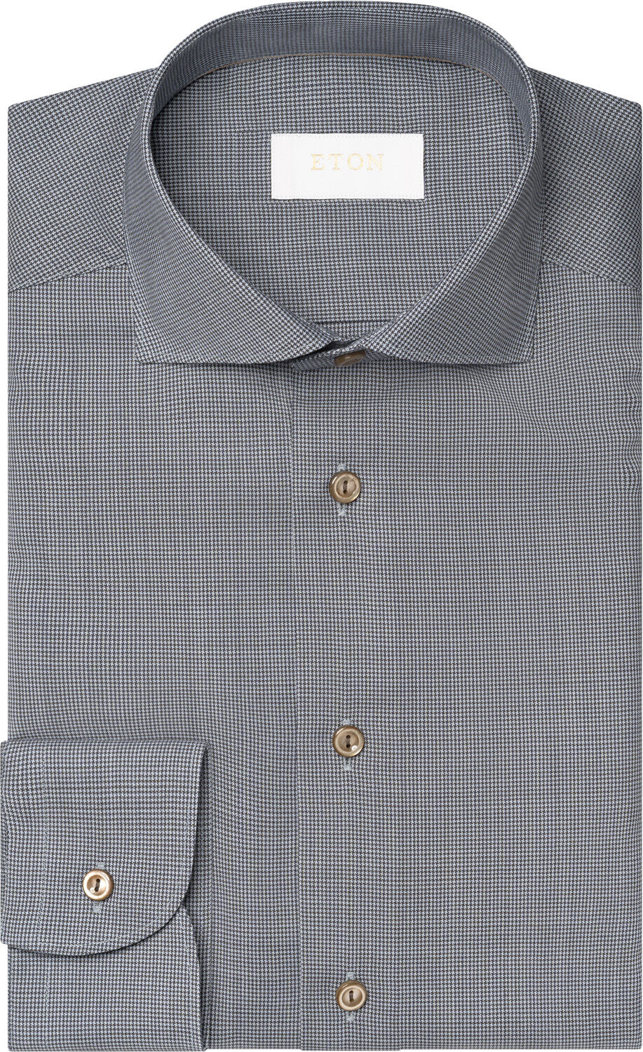 Contemporary Fit Brown Houndstoothmerino Wool Shirt