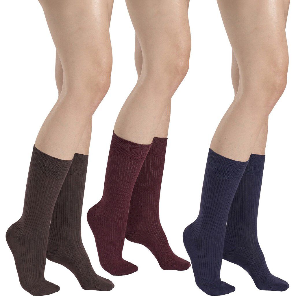 Ribbed Stretch Cotton Socks - 3 pack