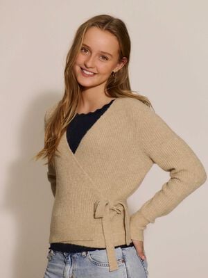RKTinker Wool Blend LS Wrap Cardigan
