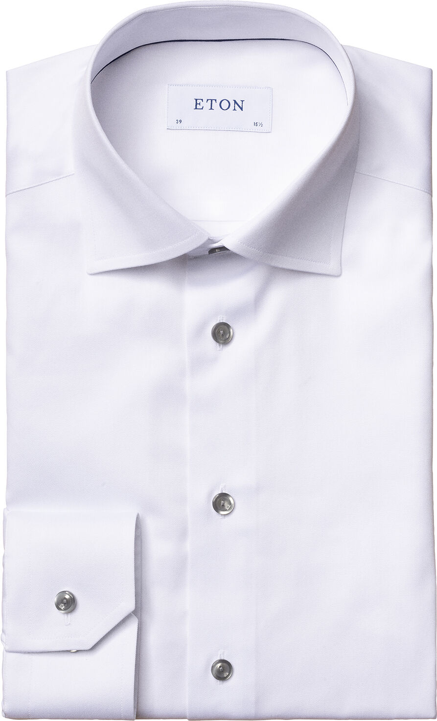 White Twill Shirt Grey Details - Contemporary Fit