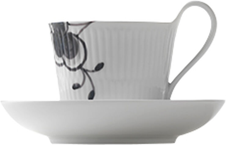 Black Fluted Mega Cup and Saucer 24cl