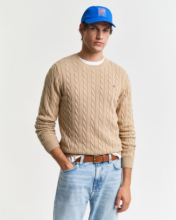 COTTON CABLE C-NECK