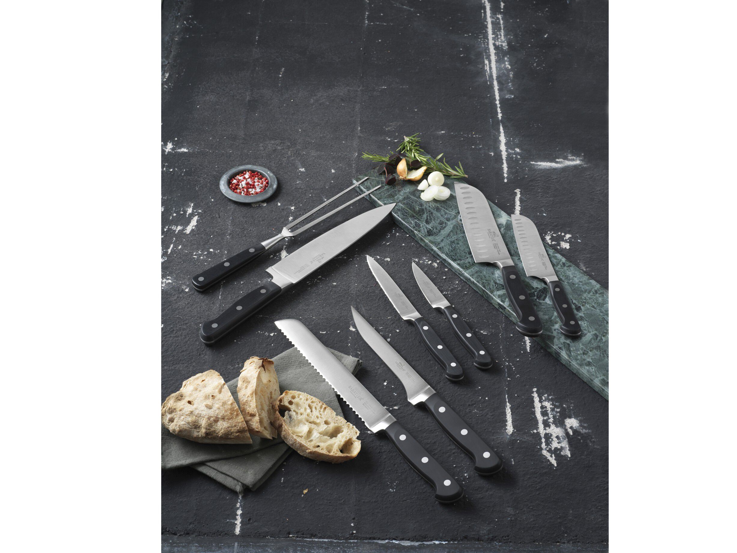 Knivsett Pluton 8 deler St&aring;l/Svart