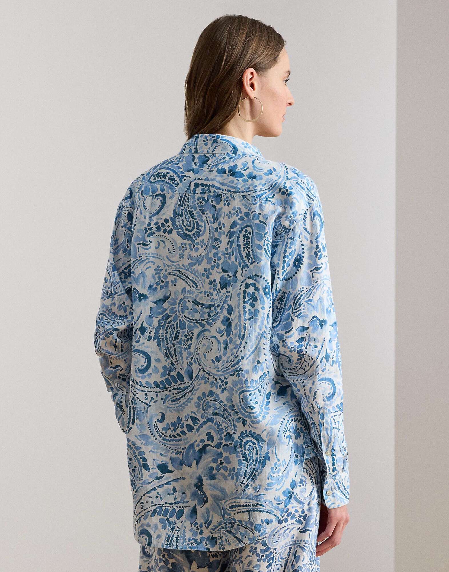 Relaxed Fit Paisley Linen Shirt