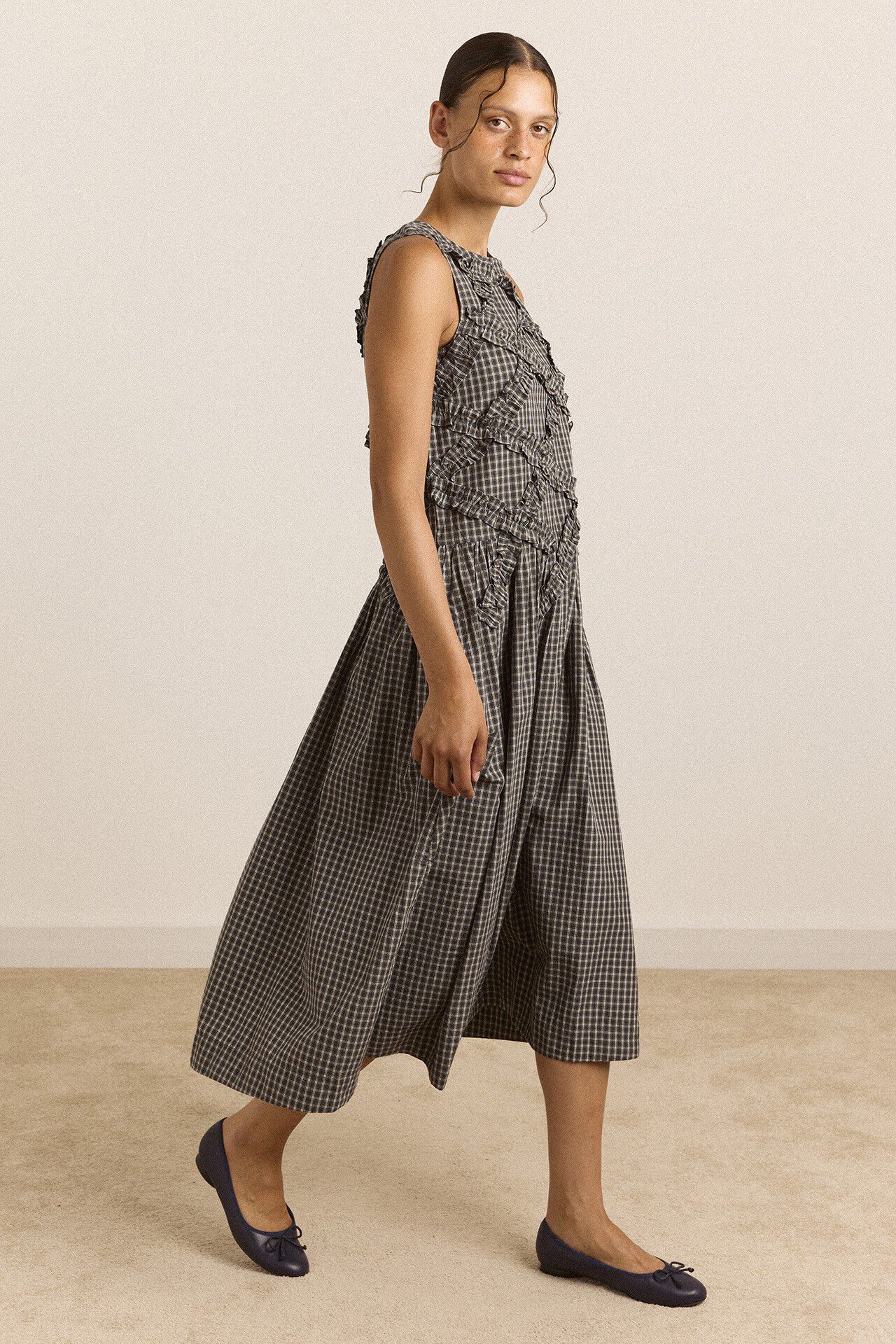 ELORA MIDI SLEEVELESS MIDI DRESS - LYRA CHECK