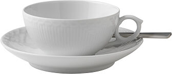 Hvid Halvblonde 20 cl. kop med underkop