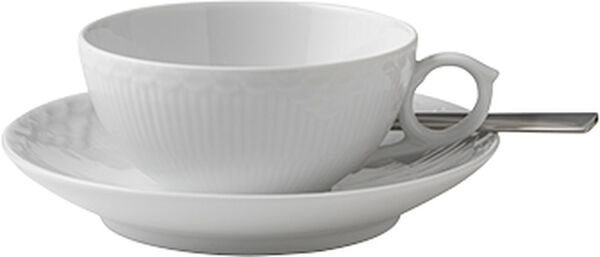 Hvid Halvblonde 20 cl. kop med underkop