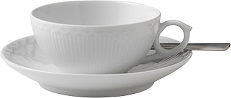 Hvid Halvblonde 20 cl. kop med underkop