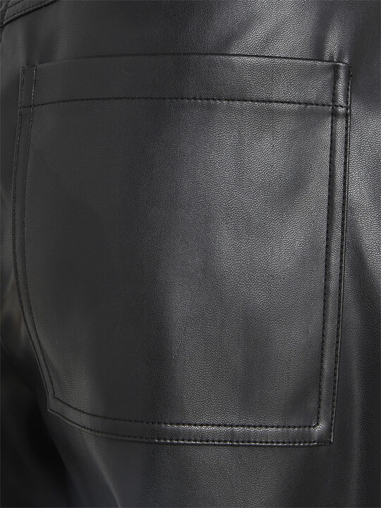 High rise straight fit leather pants