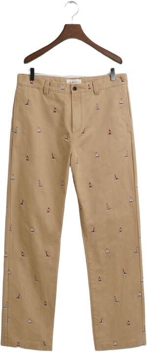STRAIGHT FIT EMB CHINOS
