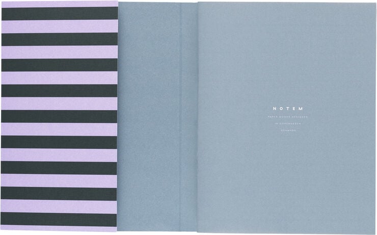 Weekly Planner med syet ryg, Rosa og grøn stribe