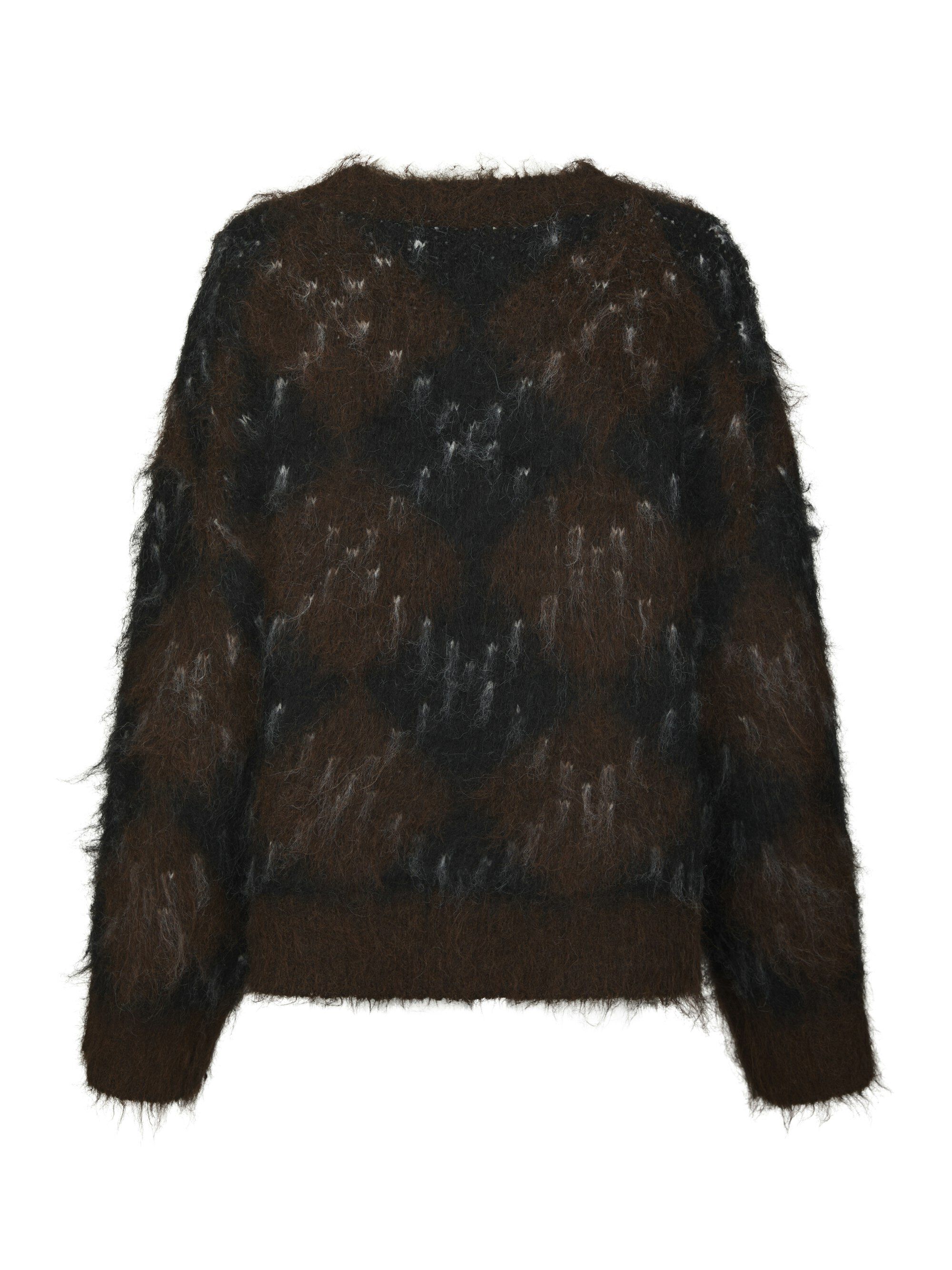 Roeme Check Fluffy Knit Blouse