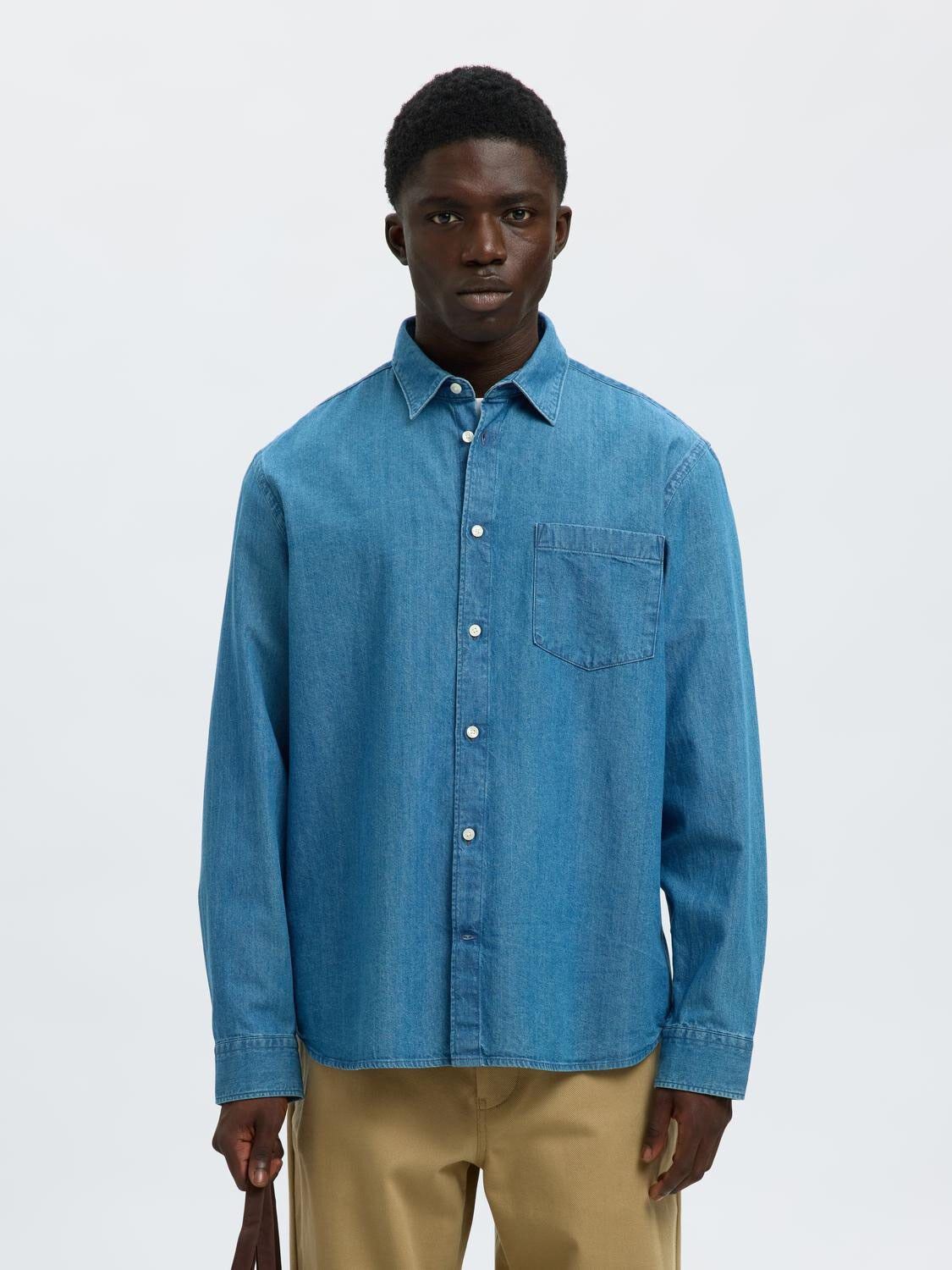 Slmregclaus Carlo Denim Ls Shirt Noos