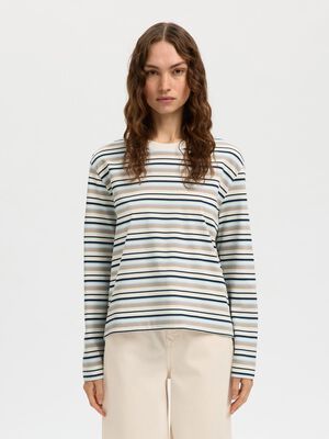 SLFESSENTIAL LS STRIPED BOXY TEE NO