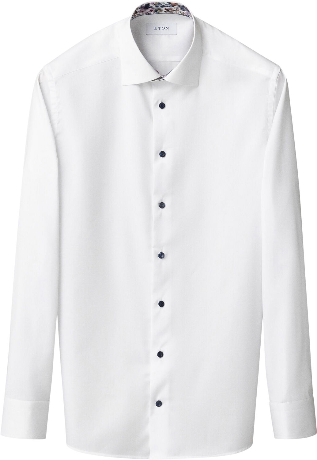 Slim Fit White Floral Effect Signature Twill Shirt